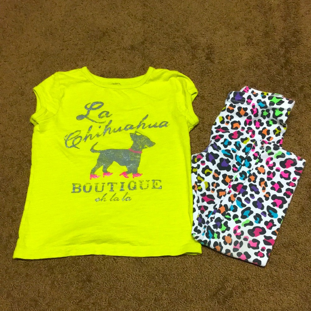 Girls size 6 Carters Chihuahua shirt & animal pants